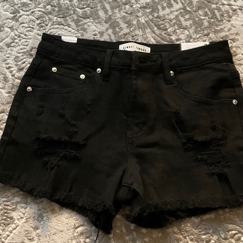 Almost Famous Black Ripped Jean Shorts